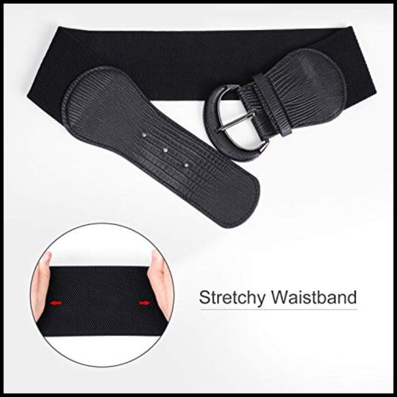 Vintage Stretch Waist Belt Elegant Adjustable Faux Leather Wide Belt 3 Pack main image 3